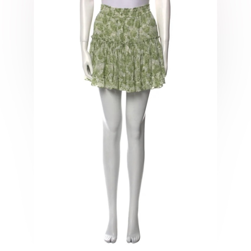 NWOT Misa Los Angeles Green Shimmer Gold Floral Skirt